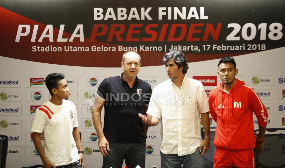 Preskon jelang Final Piala Presiden 2018 Persija Jakarta vs Bali United dan PSMS Medan. Copyright: Herry Ibrahim/Indosport.com