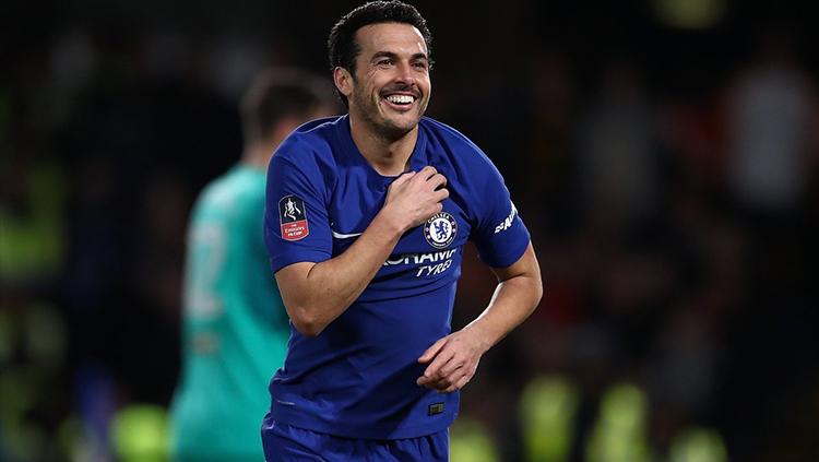 Pedro berselebrasi usai membobol gawang Hull City di laga FA Cup. Copyright: Chelsea FC