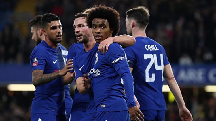 Selebrasi para pemain Chelsea.