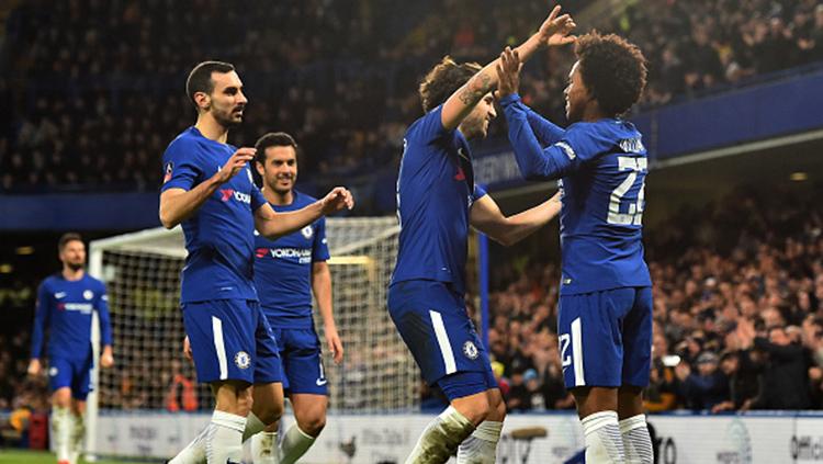 Selebrasi para pemain Chelsea. Copyright: INDOSPORT