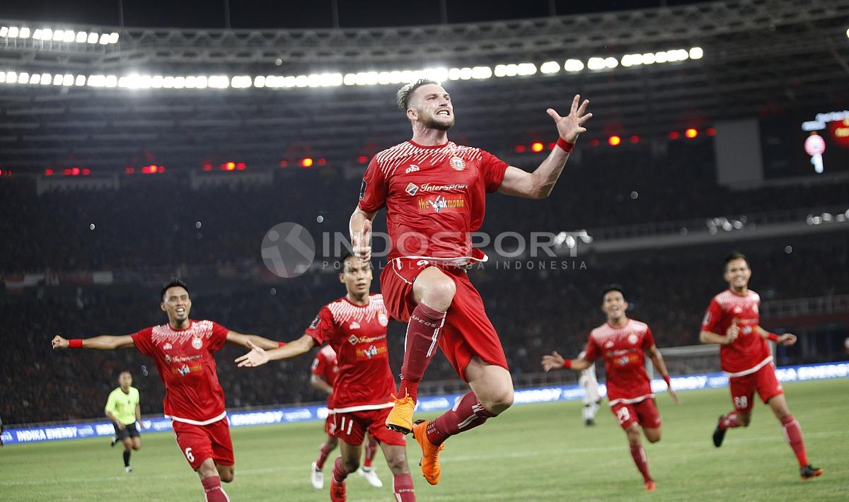 Marko Simic merayakan gol yang dicetaknya ke gawang Bali United di Final Piala Presiden 2018. Copyright: Herry Ibrahim/INDOSPORT