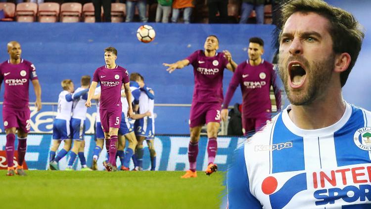 William Grigg berhasil membawa timnya unggul atas Manchester City dengan skor 1-0 tanpa balas.