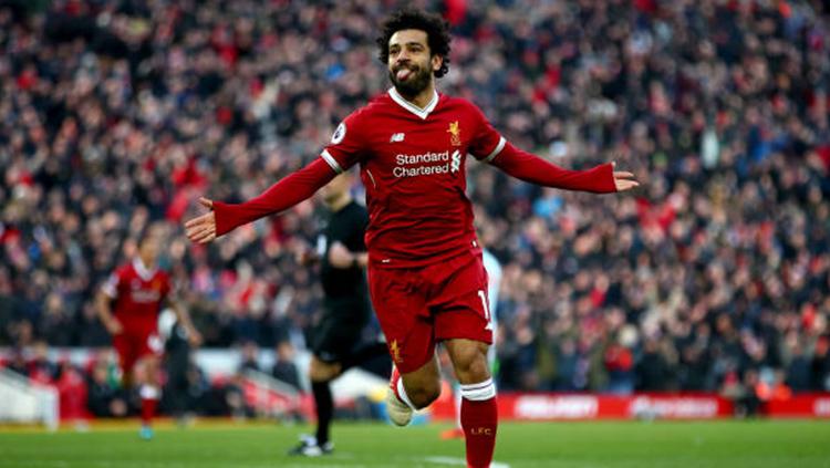 Selebrasi Mohamed Salah seteah membobol gawang West Ham United. Copyright: INDOSPORT