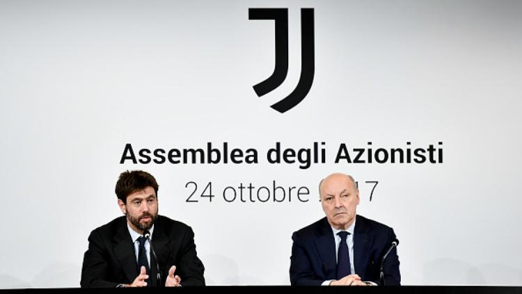 Petinggi Juventus (Andrea Agnelli dan Giuseppe Marotta) Copyright: Getty Images
