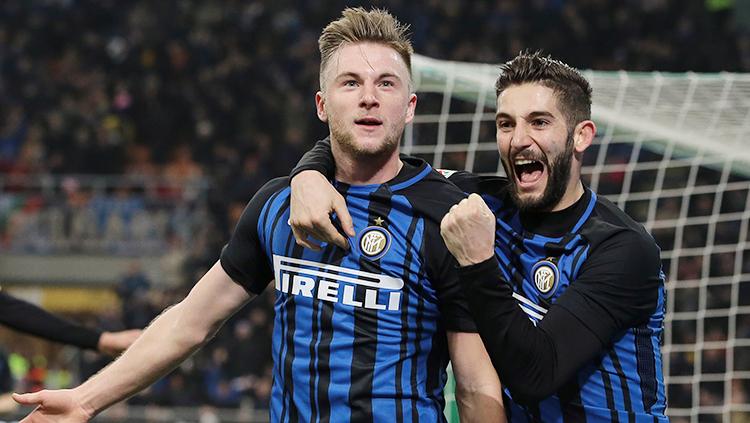 Milan Skriniar merayakan gol pada menit ke-66 Copyright: Getty Images