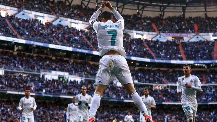 Selebrasi Cristiano Ronaldo ketika merayakan gol. Copyright: indosport.com