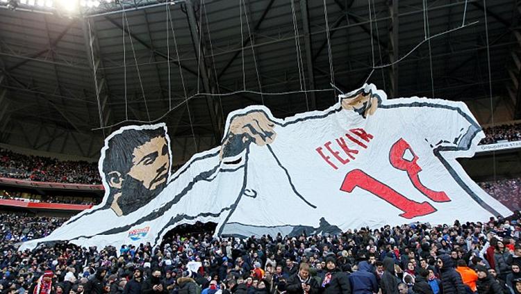 Koreografi Nabil Fekir saat melakukan selebrasi.