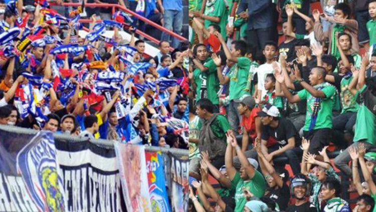 Aremania dan Bonek. Copyright: Istimewa