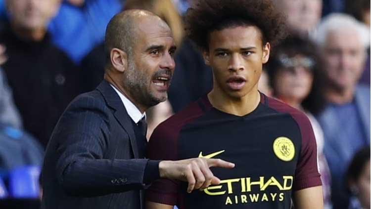 Pep Guardiola dan Leroy Sane Copyright: sepakbola.com