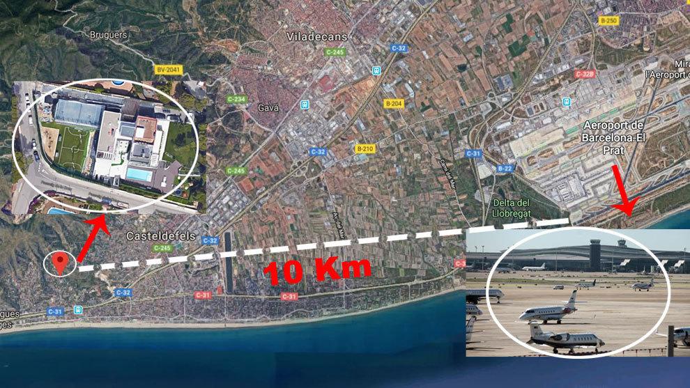 Denah bandara dan lokasi rumah Messi Copyright: Marca