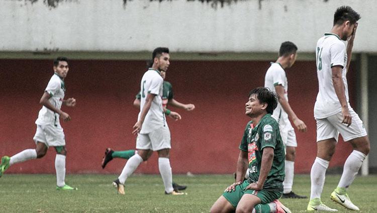 Raut kekecewaan pemain PSS Sleman usai kalah dari PSMS Medan di laga uji coba. Copyright: psssleman.co.id