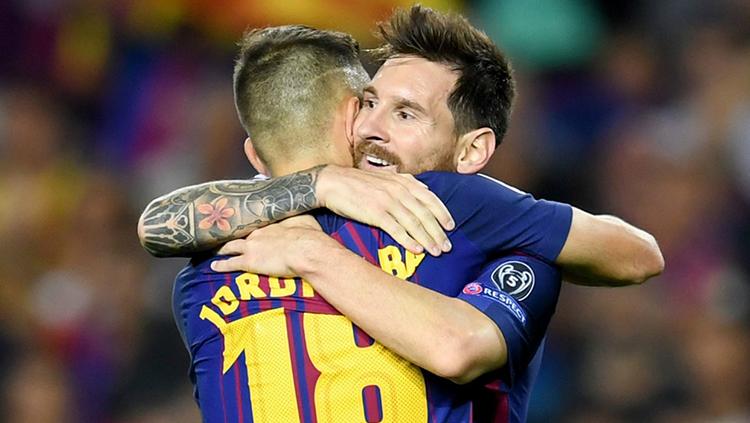 Jordi Alba dan Lionel Messi Copyright: Istimewa