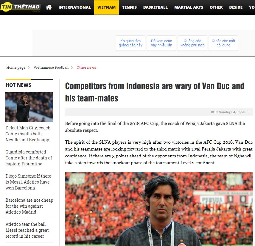 Media Vietnam minta Persija waspadai Song Lam Nghe An Copyright: ISTIMEWA