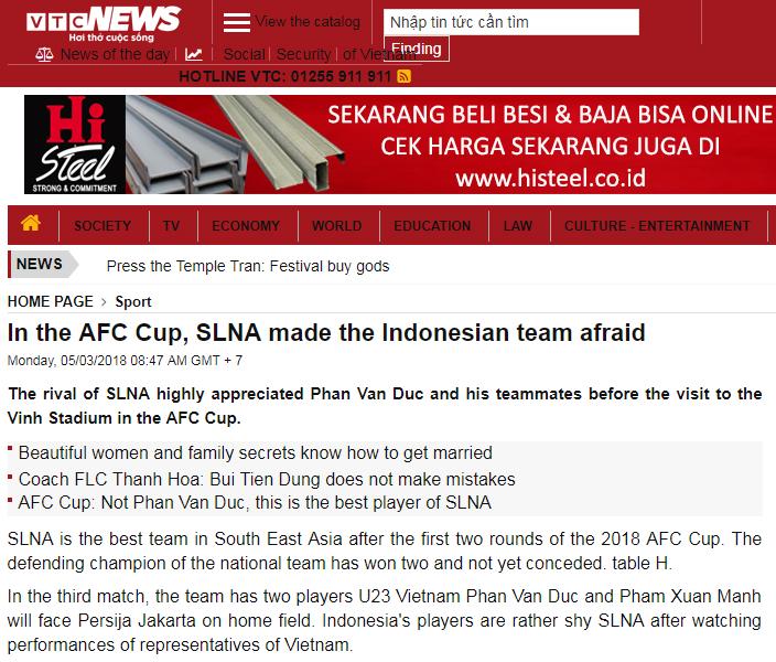 Media Vietnam minta Persija waspadai Song Lam Nghe An Copyright: ISTIMEWA