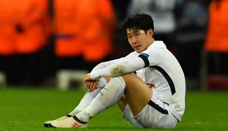 Raut muka kekecewaan Son Heung-Min atas kekalahan Tottenham Hotspur atas Juventus.