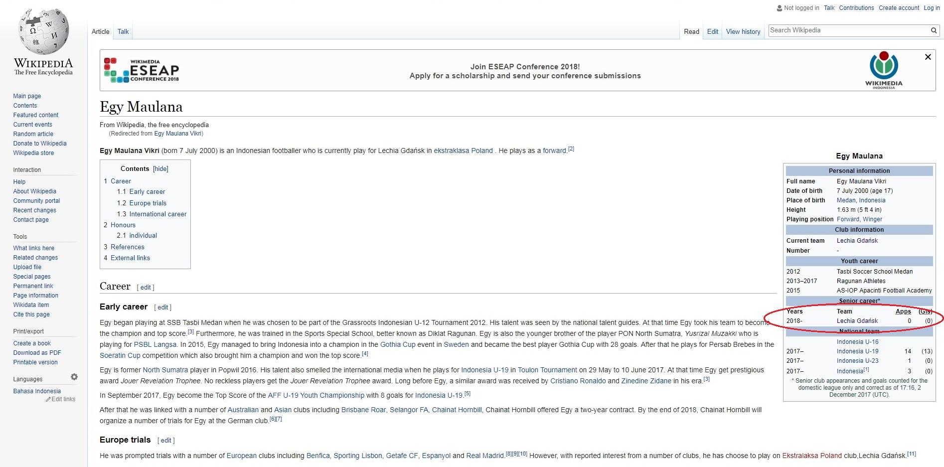 Egy Maulana Vikri gabung Lechia Gdansk versi Wikipedia Copyright: Internet