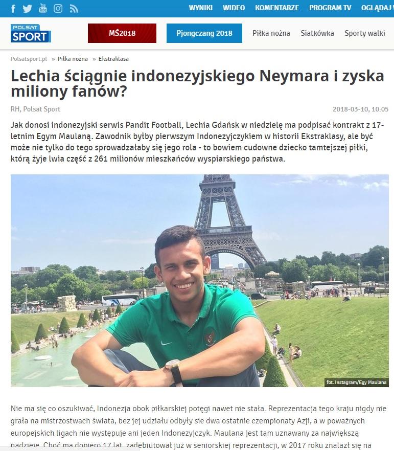 Media Polandia Juluki Egy Maulana sebegai Neymar. Copyright: Istimewa