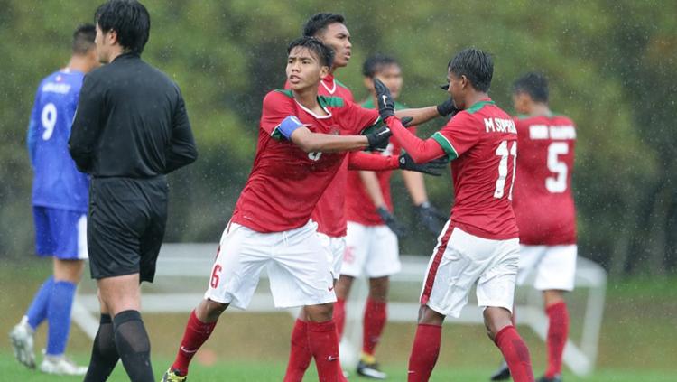 Selebrasi pemain Timnas Indonesia U-16.