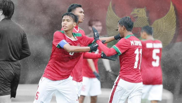 Selebrasi pemain Timnas Indonesia U-16. - INDOSPORT