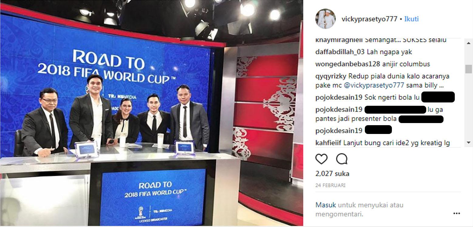 Vicky Prasetyo jadi komentator Piala Dunia 2018. Copyright: Instagram Vicky Prasetyo.