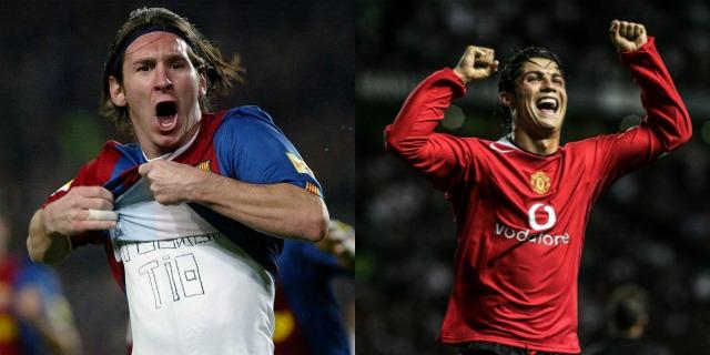 Messi dan Ronaldo saat berusia 20 Tahun. Copyright: The18.com