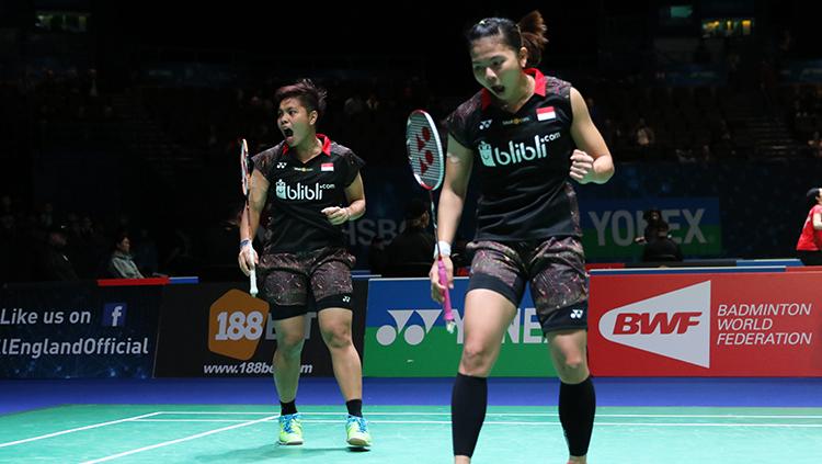 Greysia Polii/Apriyani saat beraksi di All England 2018.