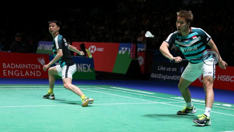 Kevin Sanjaya Sukamuljo/Marcus Fernaldi Gideon di babak pertama All England 2018.
