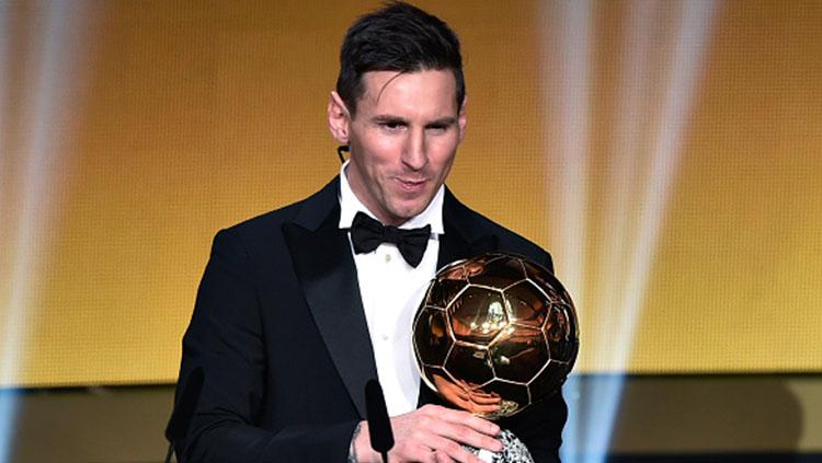 Lionel Messi saat memenangkan Ballon d Copyright: Getty Images