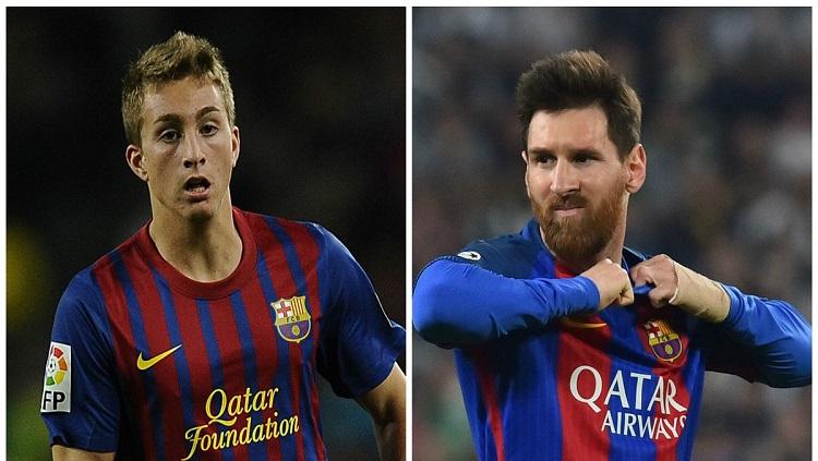 Gerard Deulofeu dan Lionel Messi. - INDOSPORT