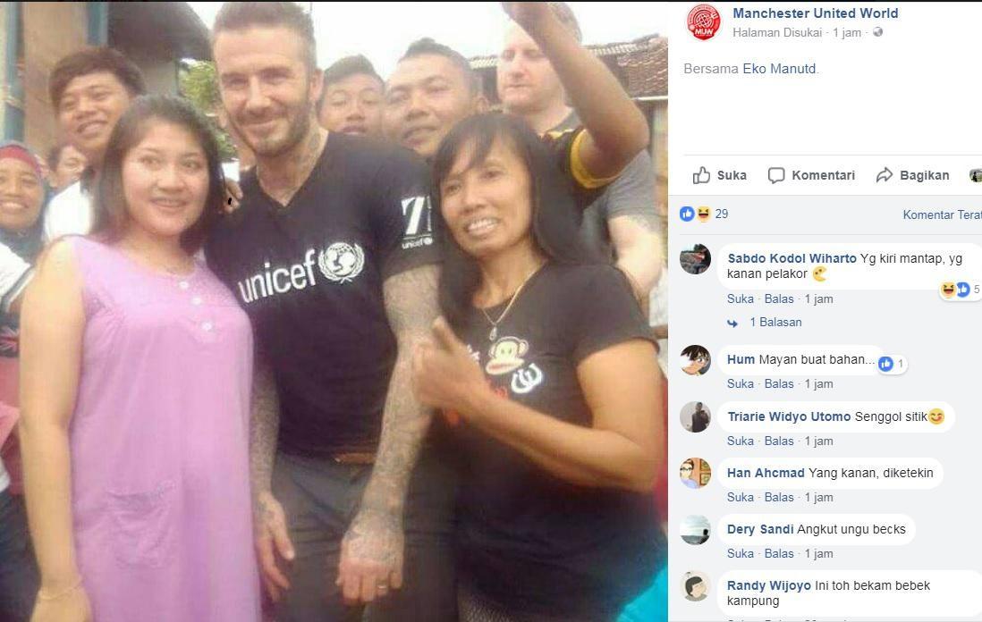 Warganet komentar foto David Beckham bareng ibu-ibu. Copyright: Internet.