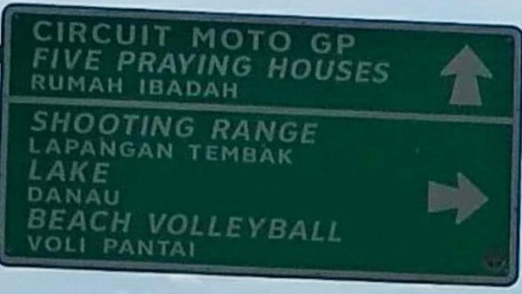 Petunjuk arah Sirkuit MotoGP di Palembang.