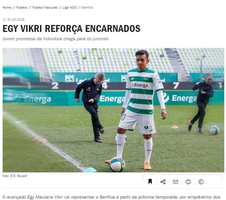 Egy Maulana Vikri dirumorkan media massa Portugal gabung Benfica. Copyright: record.pt