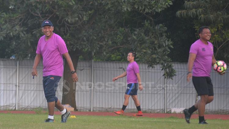 Rahmad Darmawan latihan bersama timnya Sriwijaya FC.