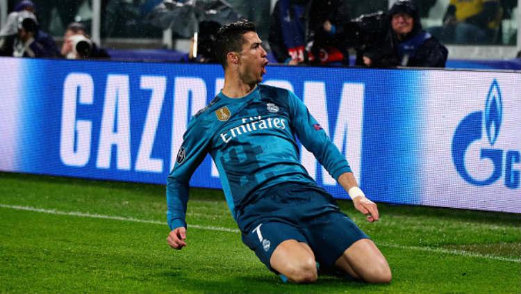 Selebrasi Ronaldo setelah bobol gawang Buffon di menit awal. - INDOSPORT