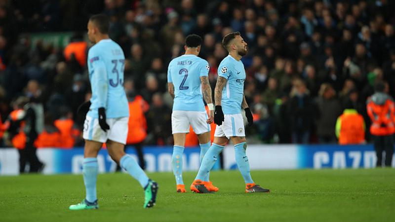 Skuat Manchester City saat dipastikan kalah dari Liverpool. - INDOSPORT