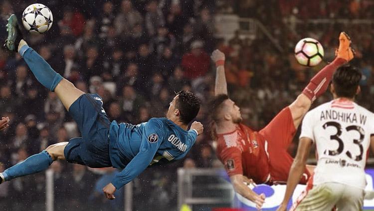 Tendangan salto Cristiano Ronaldo dan Marko Simic.