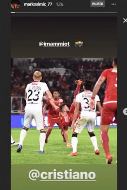 Reaksi Marko Simic tentang gol Cristiano Ronaldo. Copyright: Instagram.