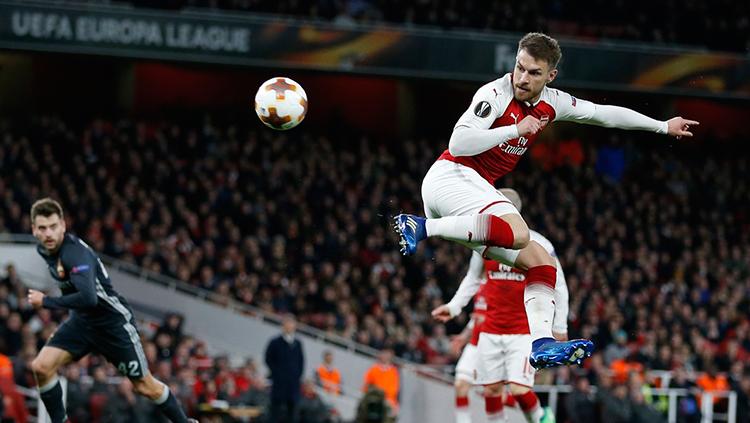 Aaron Ramsey menyumbang dua gol di babak pertama bagi Arsenal saat melawan CSKA Moskow. - INDOSPORT
