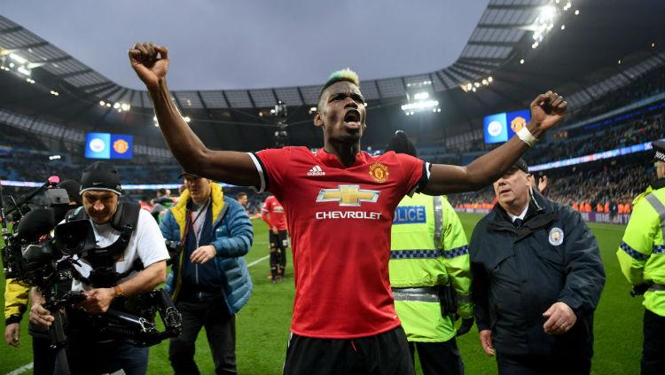 Selebrasi Paul Pogba usai cetak gol ke gawang Man City - INDOSPORT