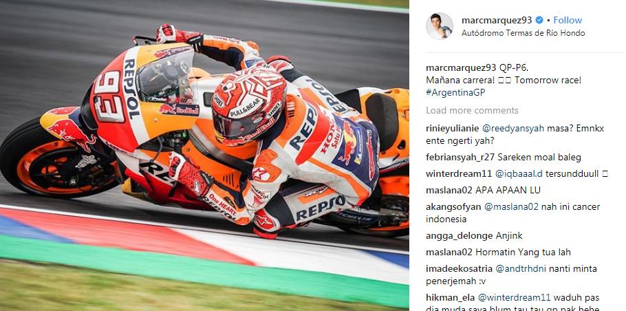 Komentar netizen di akun Instagram Marc Marquez. Copyright: Marc Marquez