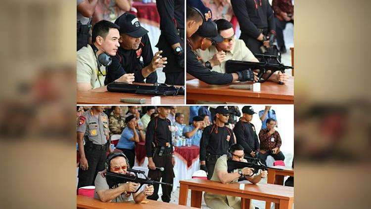 Zumi Zola saat latihan menembak. Copyright: Instagram@gmpzo