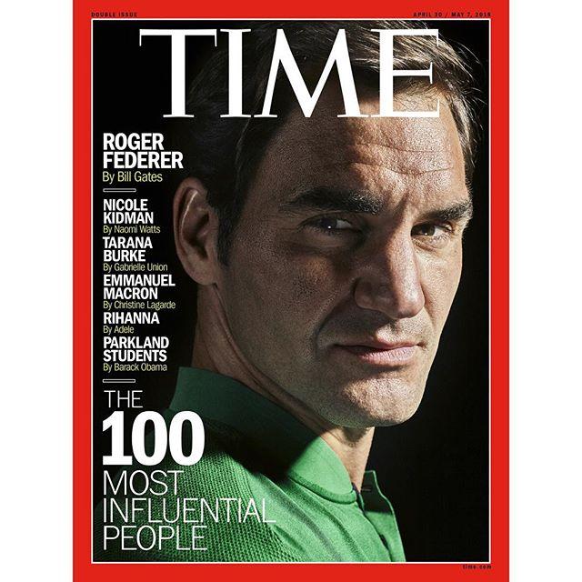 Roger Federer di sampul majalah TIME. Copyright: Instagram/TIME