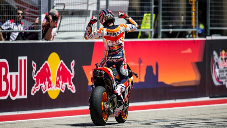 Selebrasi Marc Marquez. - INDOSPORT