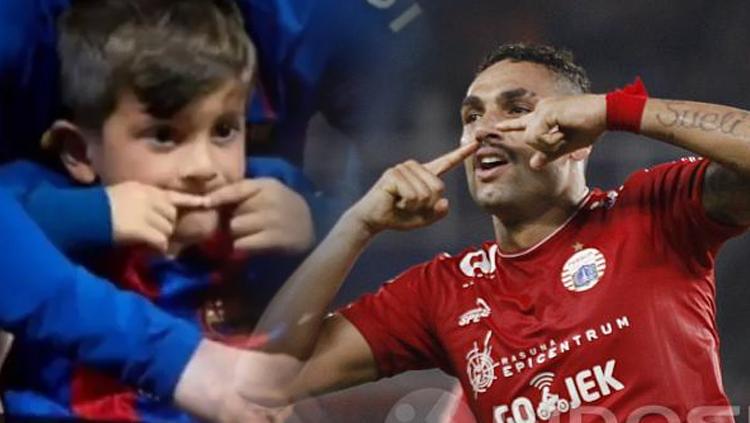 Anak Lionel Messi tiru selebrasi Jaimerson da Silva. - INDOSPORT