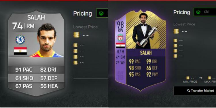 Rating Salah di FIFA 18 Copyright: futhead.com