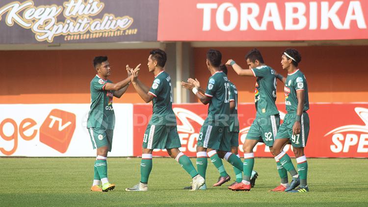 Selebrasi pemain PSS Sleman.