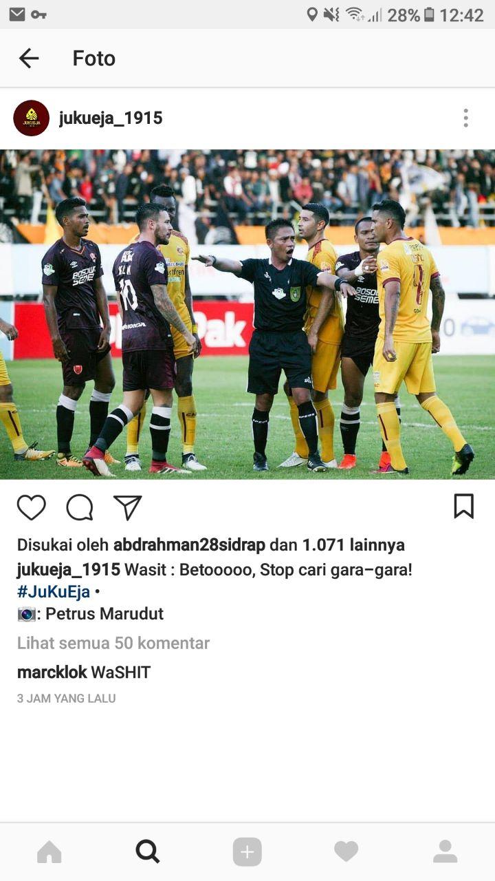 Marc Klok komentari akun Fans tentang saksi sikut Beto Copyright: Capture Instagram