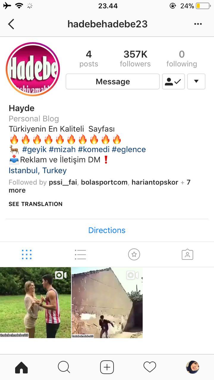 Akun Instagram Indra Sjafri dibajak orang Turki. Copyright: instagram.com/hadebehadebe23