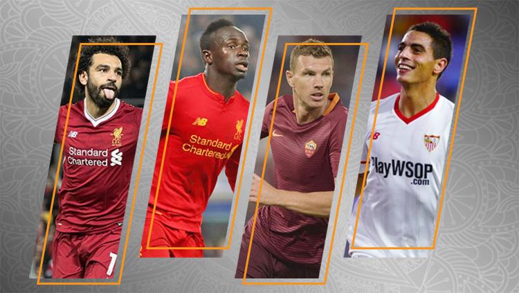 Indosport - Mohamed Salah (Liverpool), Sadio Mane (Liverpool), Edin Dzeko (AS Roma), dan Wissam Ben Yedder (Sevilla).