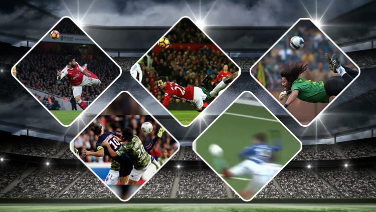 Deretan pesepakbola lakukan scorpion kick.